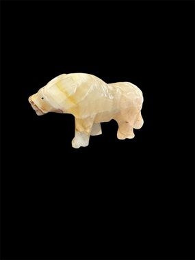 Vintage hand-carved stone bear figurine onyx